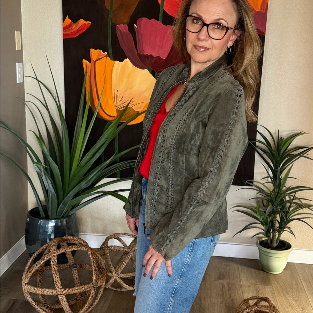LAST CHANCE: Olive suede leather jacket
